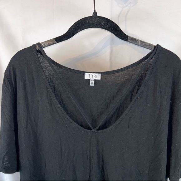 Tobi Shirt Strappy V-Neck Top Short Sleeve Pullover Flowy Oversized Top - Picture 5 of 8